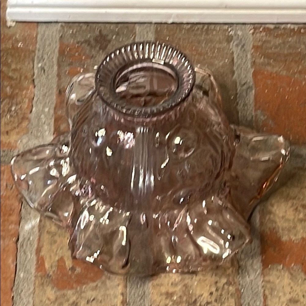 Vintage Fenton Purple Iridescent Cabbage Rose Glass Replacement Fairy Lamp Shade - Picture 3 of 10